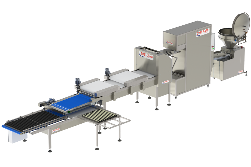 automatic production line for traditional and white baguettes with a mini  weighing and dividing machine and industrial shaper