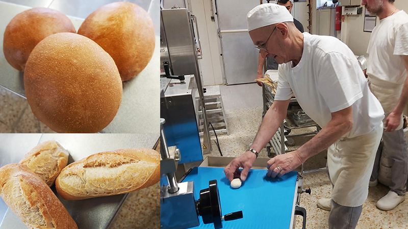 Bread made on the automatic bread line Rolling Line